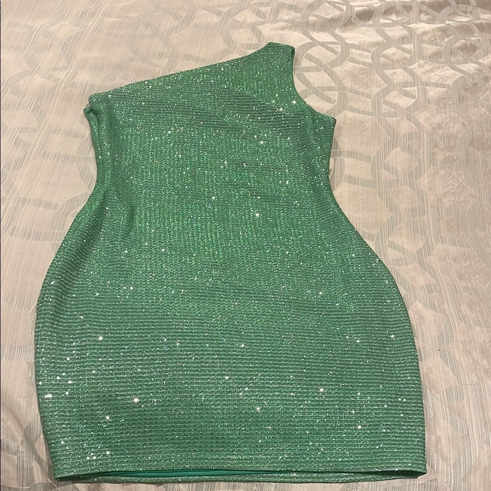 Superdown Emerald Glitter Dress from Revolve